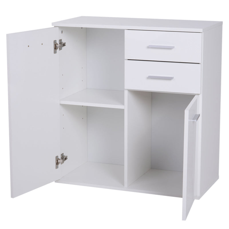 Armário tipo Aparador amplo espaço de armazenamento multiuso para sala de estar com portas e gavetas 71x35x76cm branco