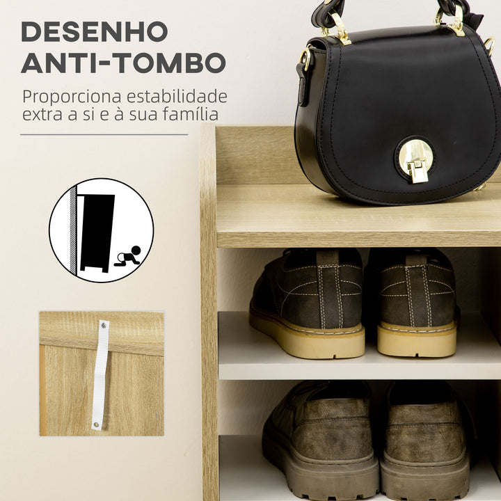 Sapateira Moderna Móvel para Sapatos Estreito com 2 Portas Prateleiras de Armazenamento para 13 Pares de Sapatos para Entrada Corredor 80x30x80xm Madeira e Branco