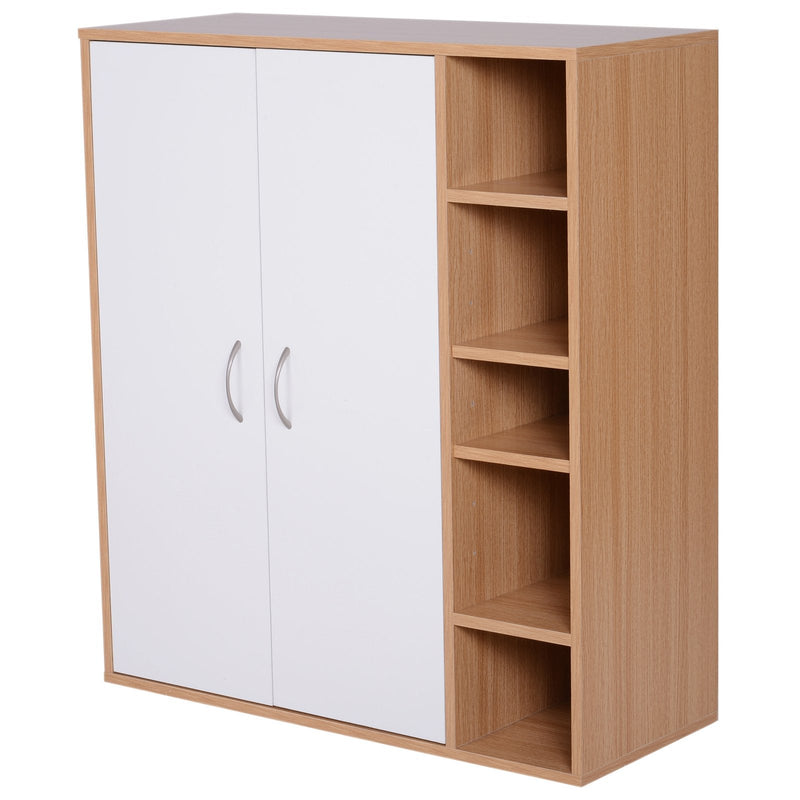 Móvel Organizador de Armazenamento Multiúsos com Portas e Prateleiras Ajustáveis 80x32x90,5cm