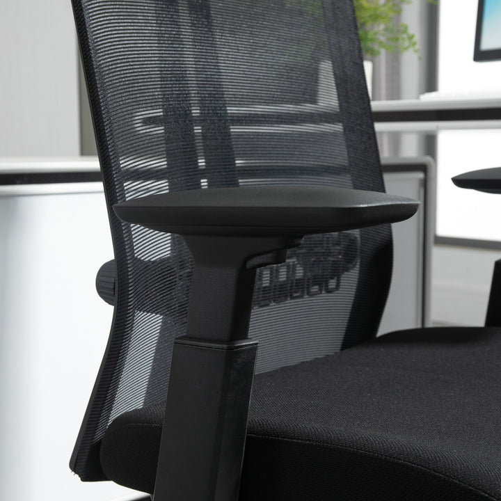 Cadeira de Escritório Ergonômica Giratória e Reclinável com Altura Ajustável Apoio para os Braços Apoio para a Cabeça e Suporte Lombar Regulável 66,5x66x109-118cm Preto