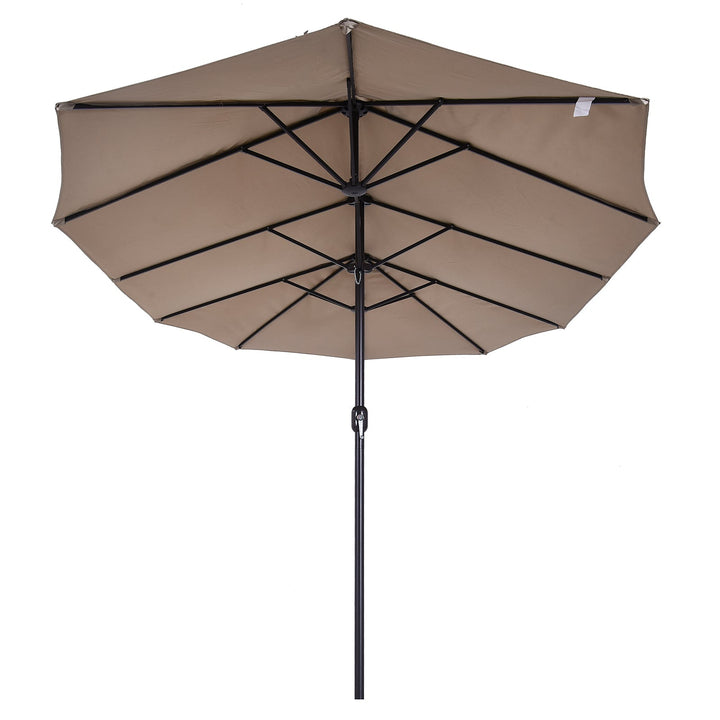 Pára-Sol Duplo com Manivela Resistente À Água e Proteção UV 460x240 cm Cor Café