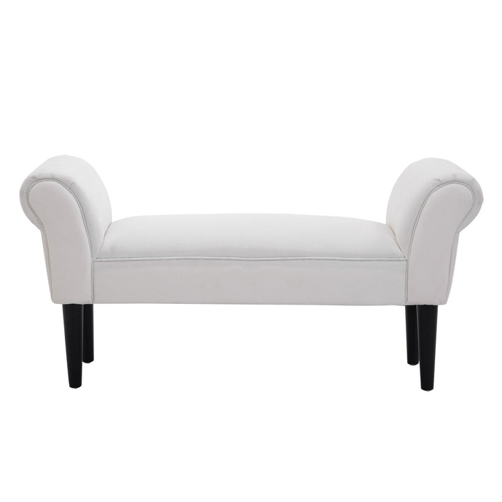 Banco para Pé de Cama Banco estofado com braços Banco de madeira para quarto sala de estar 102x31x51cm Carga 130kg Branco