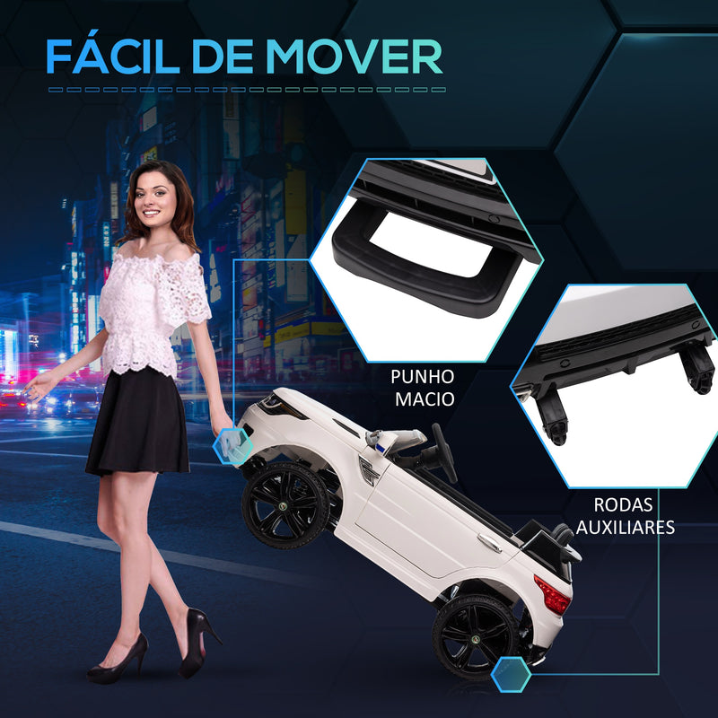 Carro Elétrico SUV para Crianças de 3-6 Anos Carro de Bateria 12V com 2 Motores Controlo Remoto Faróis Buzina Bluetooth Música USB e Abertura de Porta 3-5km/h 110x68x52cm Branco