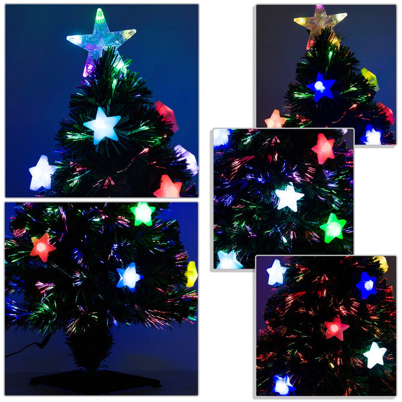 Árvore de Natal artificial 90cm Pinheiro Decoração de Natal com 12 LED 3 Cores 90 Ramos Verde PVC