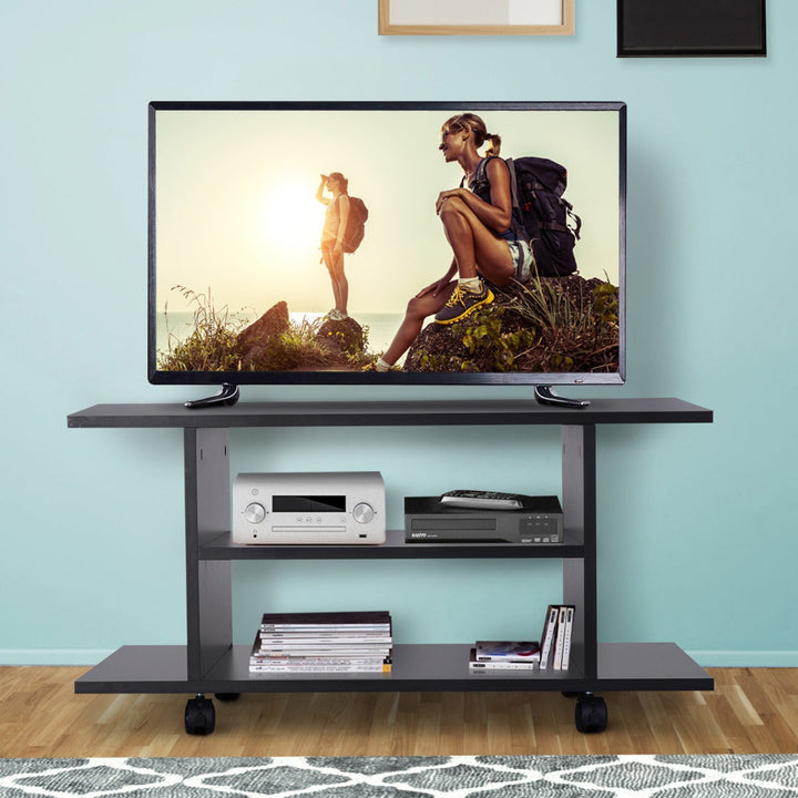 Móvel de Televisão com prateleiras e rodas para sala de estar 40x40x80 cm Preto