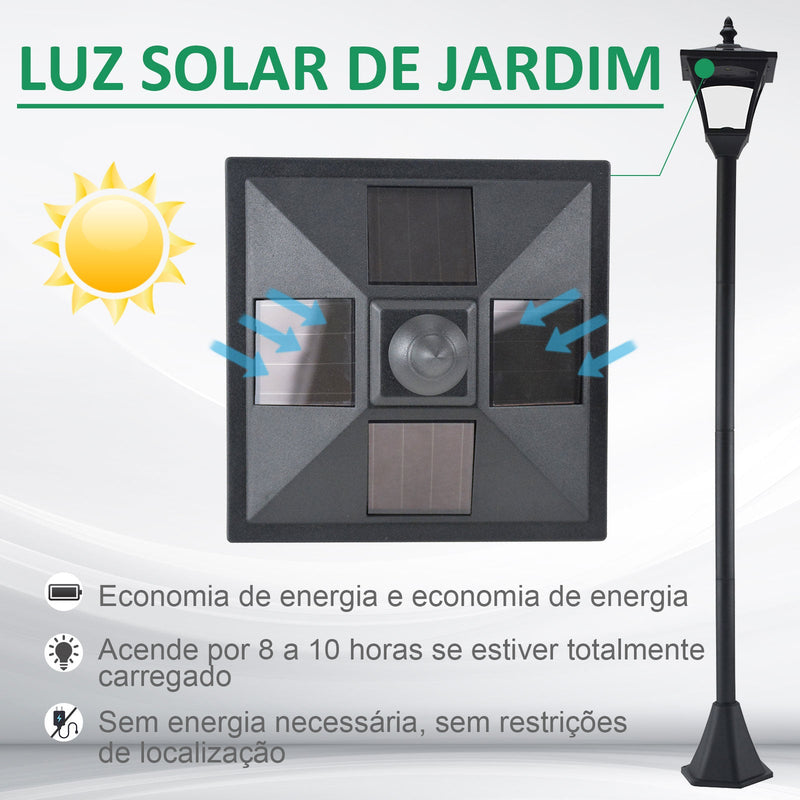 Farol de jardim clássica IP44 com luzes solares inteligentes LED 15x15x120 cm preto