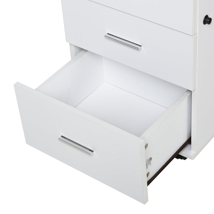 Armário de escritório com 3 gavetas Rodas com freio Fechadura 40x41,5x61,5 cm Branco
