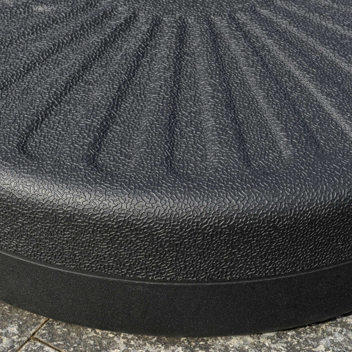 Base de Chapéu de Sol de Jardim Recarregável de Água 22kg Suporte de Chapéu de Sol Redondo para Mastros de 38mm/48mm Portátil para Terraço Pátio Ø51x28cm Preto