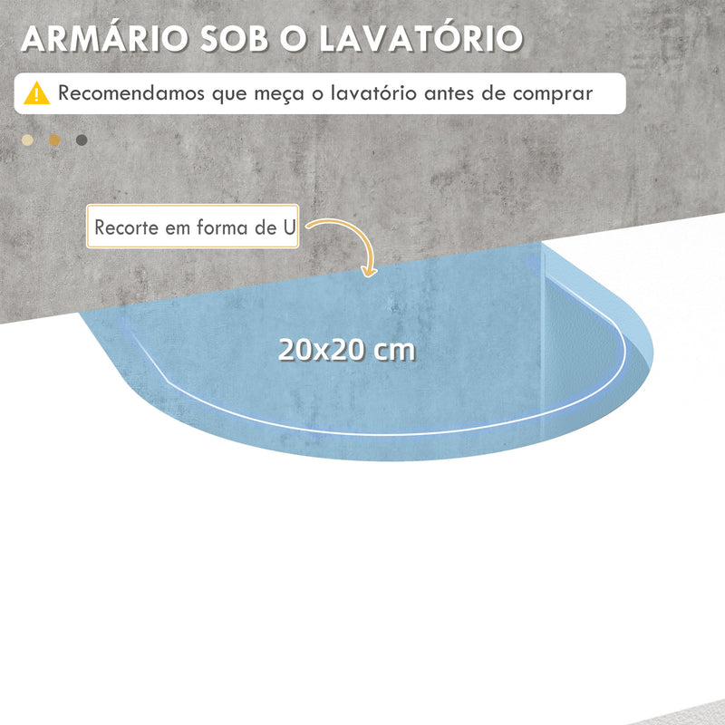 Móvel para Lavatório Pousar de Madeira Móvel para Lavatório com 1 Armário 3 Prateleiras Abertas e Prateleira Ajustável Estilo Moderno Carga Máxima 31 kg 90x30x60 cm Branco