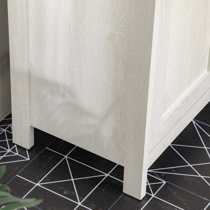 Móvel para Lavatório Pousar Armário para Casa de Banho de Madeira com 2 Portas e Prateleira Ajustável Estilo Moderno 60x30x60cm Branco Envelhecido e Madeira