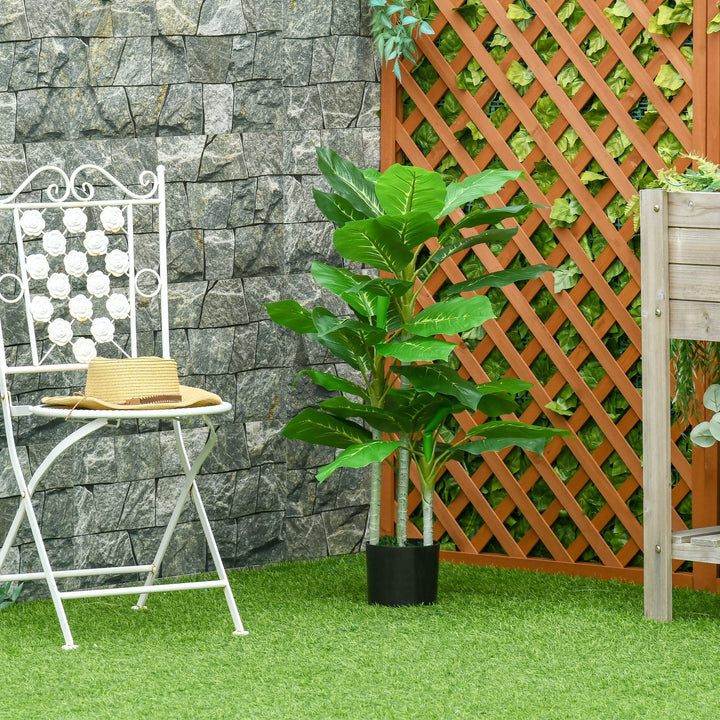 Planta Artificial de 95cm com 33 Folhas Realistas em Vaso de Cimento Planta Imitação Folha Perene Interior e Exterior para Decoração Verde