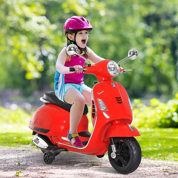 Mota elétrica infantil para crianças acima de 3 anos com musica farois e rodas auxiliares Carga 25 kg vermelho