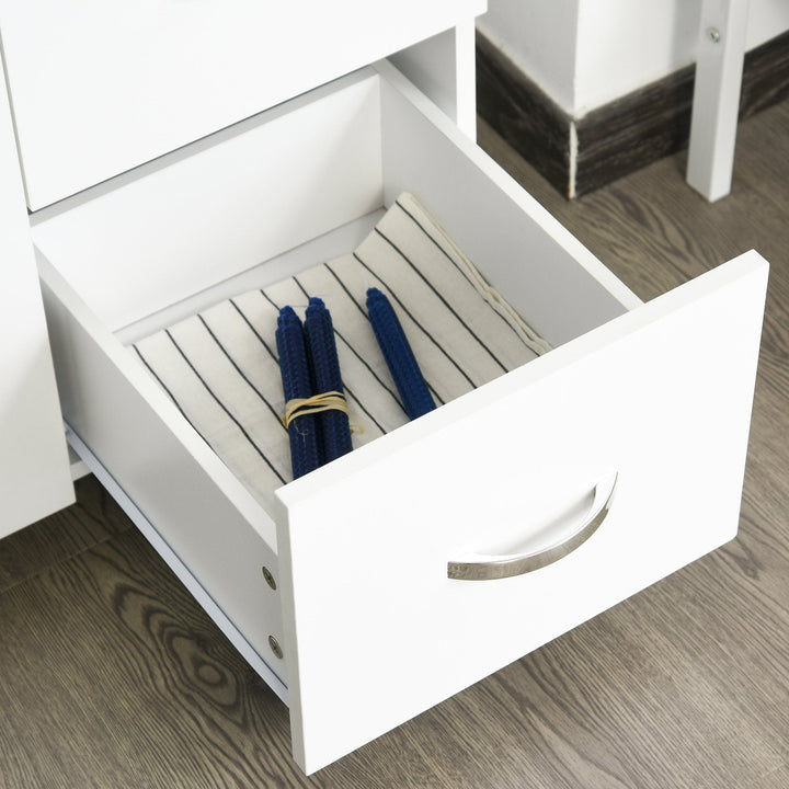 Armário de Cozinha Armário Alto com 3 Gavetas 4 Portas Prateleiras Interiores Ajustáveis e Pés Elevados Móvel Auxiliar para Sala de Jantar Sala de Estar 100x39,5x183,5cm Branco