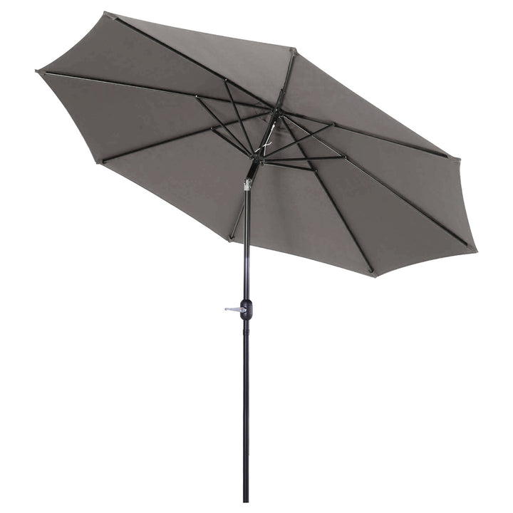 Chapéu de Sol de Jardim Ø300x250 cm com Manivela Chapéu de Sol Exterior com Mecanismo de Inclinação e Mastro Desmontável de Metal para Terraço Piscina Pátio Cinza