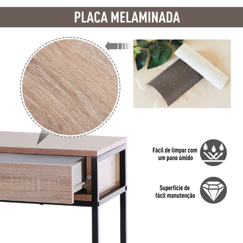 Mesa consola tipo aparador para corredor com 2 Gavetas e Prateleira Inferior 120x30x81,5 cm Carvalho