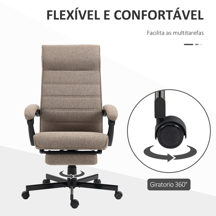 Cadeira de Escritório Giratória Cadeira de Escritório Reclinável com Altura Ajustável Apoio para os Braços Apoio para os Pés Retrátil para Sala de Estar Escritório Estúdio Carga 20kg 68x67x106-114cm Marrom