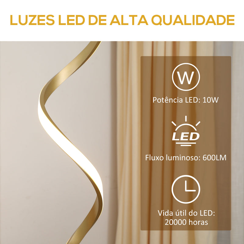 Candeeiro de Pé de Metal Candeeiro de Pé Moderno com Luzes LED Máx. 10W IP20 Interruptor de Pé para Sala de Estar Dormitório Escritório 20,5x20,5x147cm Dourado