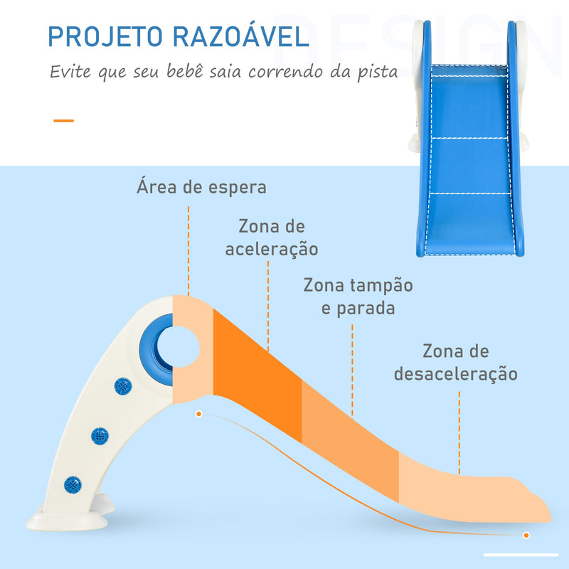 Escorrega infantil para crianças acima de 3 anos dobrável com escada e rampa 120x50x56 cm Azul