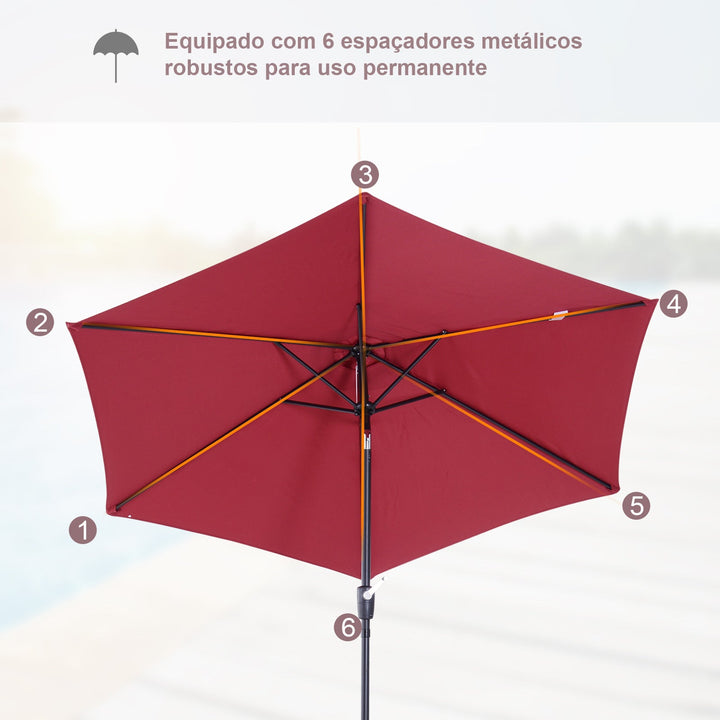 Sombrinha Guarda-Sol Reclinável com Manivela de Alumínio com Tela de Poliéster para Jardím Pátio Terraço - F270x235 cm