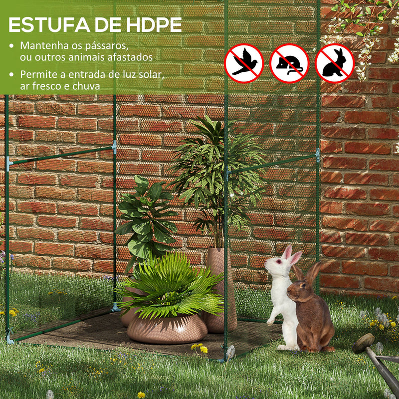 Estufa para Cultivo Estufa para Plantas com Porta Enrolável e Estrutura de Aço para Jardim Varanda Pátio 120x120x180 cm Verde