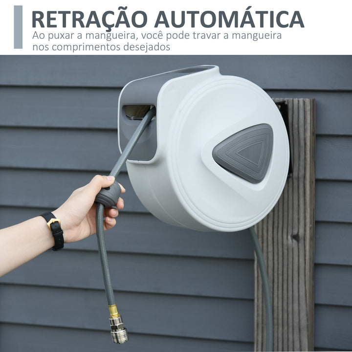 Carretel retrátil com mangueira de ar comprimido para compressor suporte giratório 180 ° Cinza 43x25x35 cm