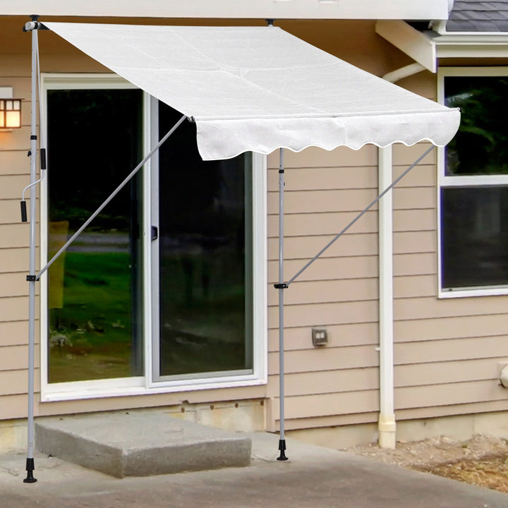 Toldo Manual Retrátil 2x1,5m Toldo Portátil Dobrável de Alumínio com Manivela Altura Ajustável para Jardim Terraço Exterior Branco