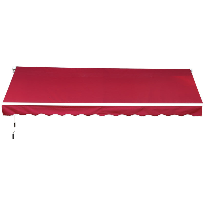 Toldo de Alumínio Manual Dobrável 395x245cm com Manivela para pátio Varanda Jardim e Terraço Tecido de poliéster 280g m² - Vermelho