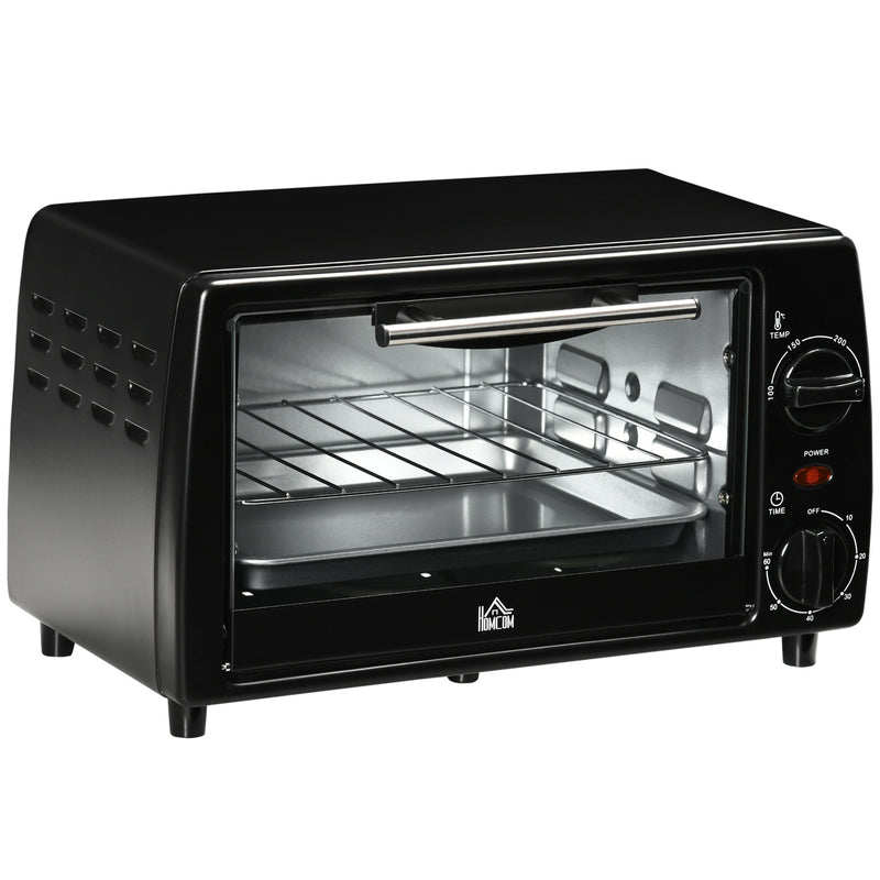 Mini Forno de Convecção 10 Litros 750W com Temperatura até 230 °C Temporizador 60 Minutos Bandeja e Grade 36,5x26x22cm Preto