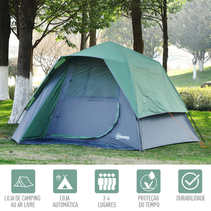 Tenda para 3-4 pessoas Fácil de implantar Impermeável 270x250x160cm Verde