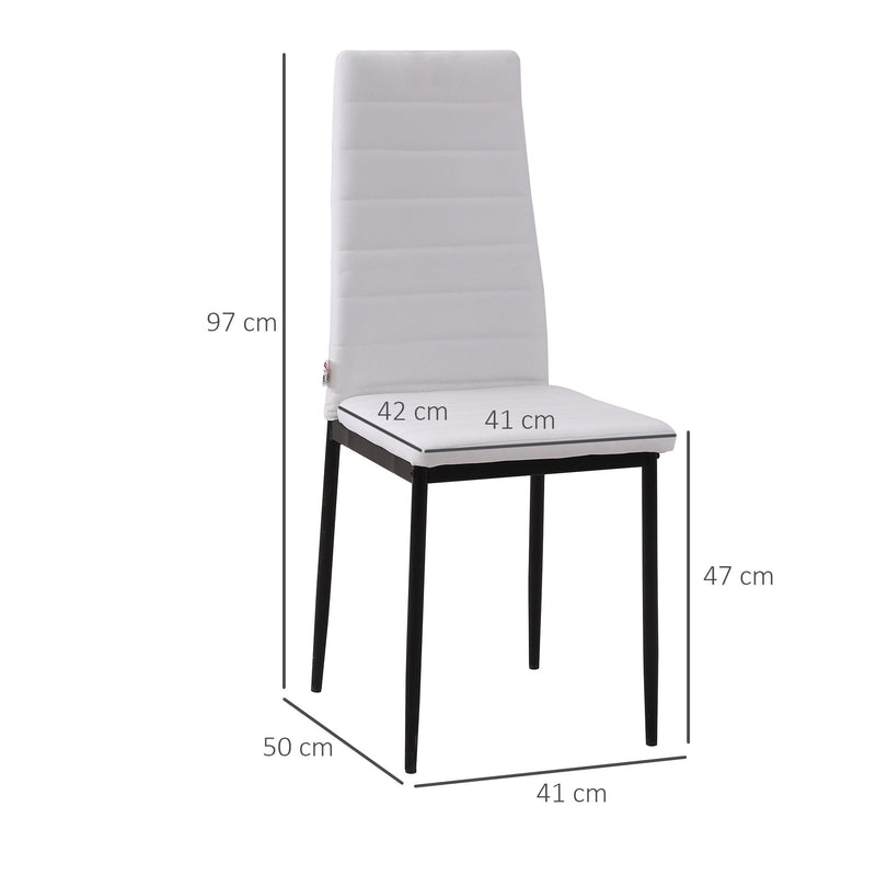 Conjunto de 4 Cadeiras de Sala de Jantar Estofadas em Linho e Pés de Metal Cadeiras Modernas para Cozinha Carga Máxima 120kg 41x50x97cm Branco