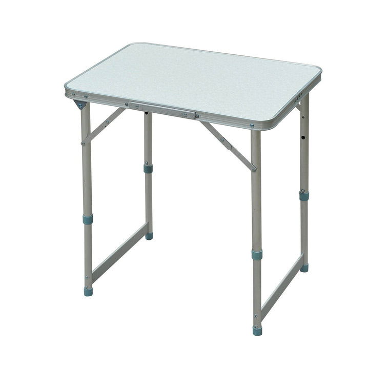 Mesa de Campismo Dobrável e Ajustável de 47,5 a 64 cm- Cor: Branco- Alumínio e MDF- 60 x 45 x 64 cm