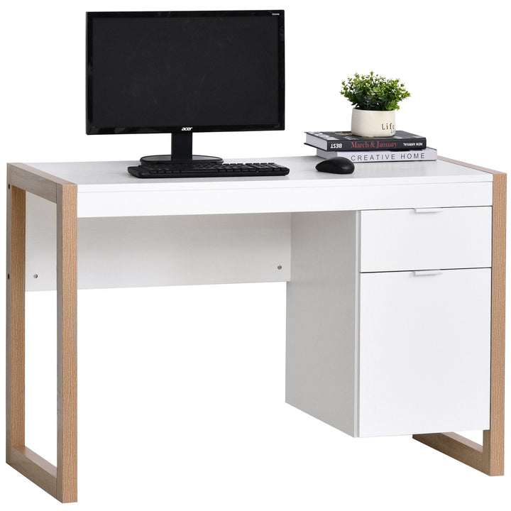 Mesa de Escritório com gaveta Armário Pés retangulares 112,5x50x75,5 cm Branco