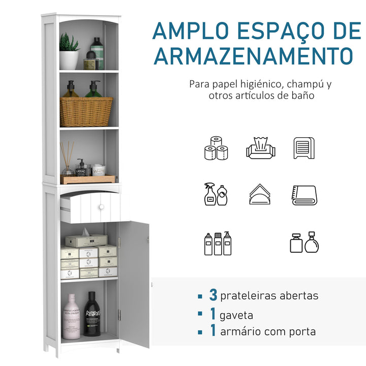 Armário Polivalente – Cor: branco - Madeira – 34 x 24 x 170 cm