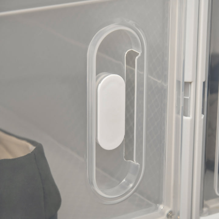 Armário Modular de Plástico Sapateira Modular com 8 Cubos Portas Magnéticas Organizador de Sapatos para Entrada Corredor Dormitório 28x36x21cm Transparente