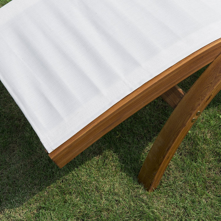 Espreguiçadeira para jardim terraço e piscina - cor branca - madeira -165x72x70cm