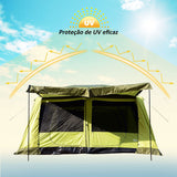 Tenda de Campismo Familiar 4-8 Pessoas Portátil e Impermeável com Bolsa de Transporte 410x310x225cm