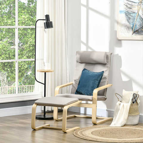 Poltrona Otomana de Sala de Estar Estofada em Tecido Poltrona Moderna com Encosto Alto Apoio para os Braços e Almofada Removível para Dormitório Escritório Carga Máxima 120kg 67x69x100cm Cinza