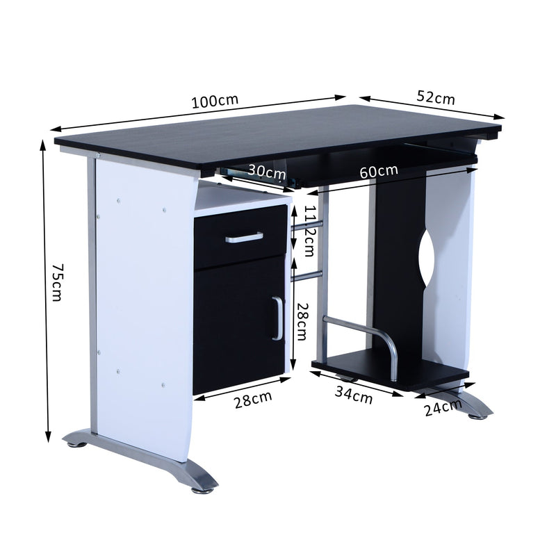 Secretária para Computador PC Gabinete Secretária 100 x 52 x 75 cm Escritório Mobiliário Madeira