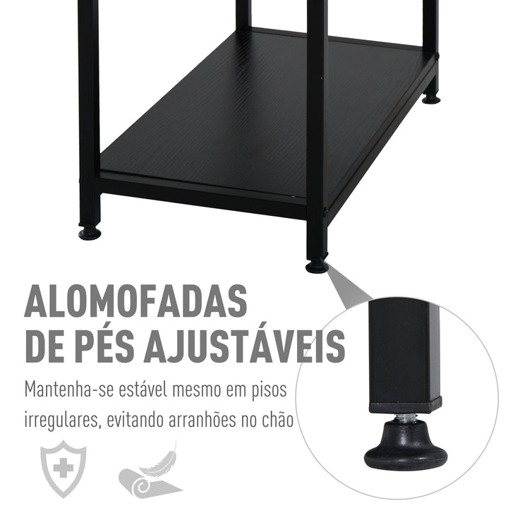 Mesa para Computador com Prateleiras Pés Ajustáveis ??Moldura de Metal 140x60x93 cm