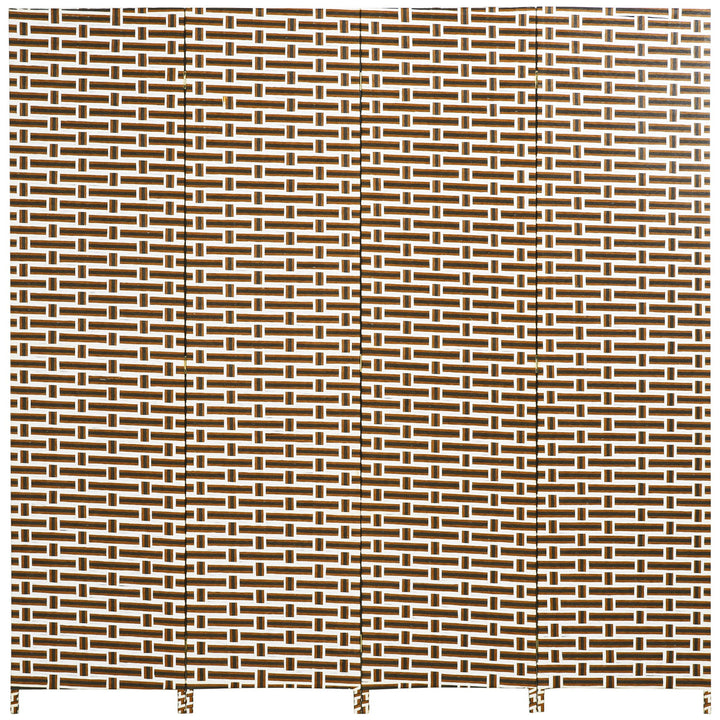 Biombo Separador de Ambientes de 4 Paineis Biombo Dobrável 180x180cm Separador de Ambientes Decoração Elegante para Dormitórios Sala de Estar Cozinha Marrom e Branco