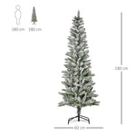 Árvore de Natal 180cm Neve Artificial com 394 Ramos Ignífugos de PVC Base Dobrável e Suporte de Aço Decoração de Natal para Interiores Ø60x180cm Verde e Branco