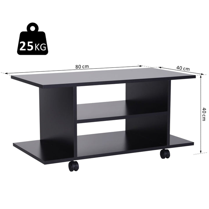 Móvel de Televisão com prateleiras e rodas para sala de estar 40x40x80 cm Preto
