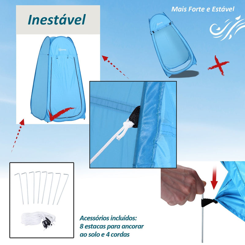 Tenda de acampamento multifuncional leve dobrável e estável à prova d'água com sistema POP-UP 100x100x185cm Azul