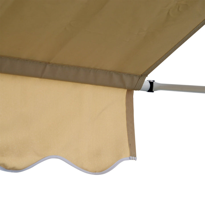 Toldo Portátil Pátio Varanda 3x1,5m Toldo Manual Dobrável de Alumínio Altura Regulável com Manivela para Terraço Jardim Bege
