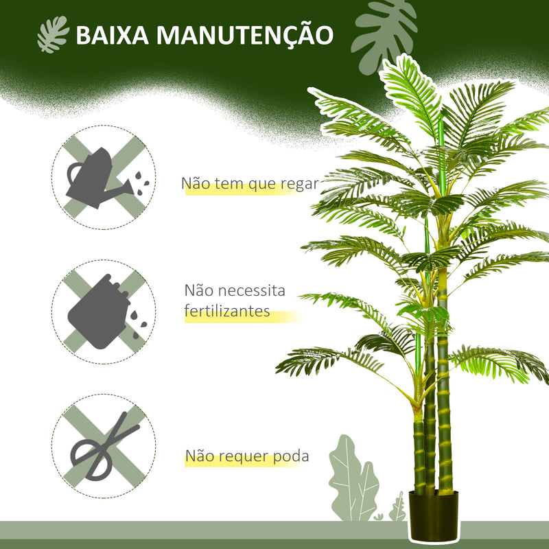 Planta Artificial Palmeira Areca Grande 190 cm com Vaso e 30 Folhas Decoração para Interior e Exterior Sala de Estar Escritório Ø19,5x190 cm Verde