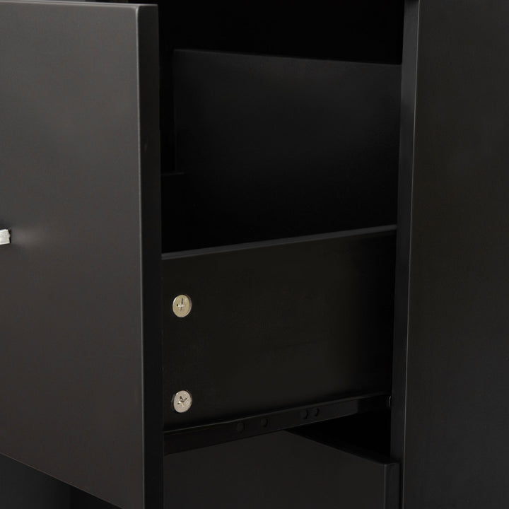 Bloco de Gavetas de Escritório Móvel Auxiliar para Arquivos com 2 Gavetas Fechadura 2 Chaves 5 Rodas e 2 Freios para Estúdio Escritório Dormitório 43x45x72cm Preto