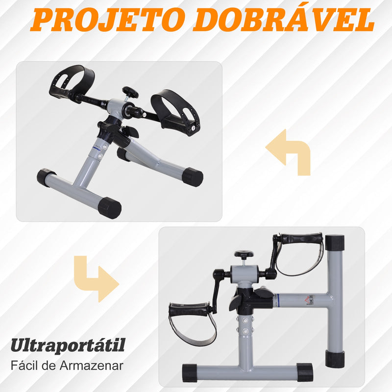 Mini bicicleta ergométrica dobrável com pedal de exercício resistência ajustável para treinamento de pernas e braços 33x34x32 cm prata