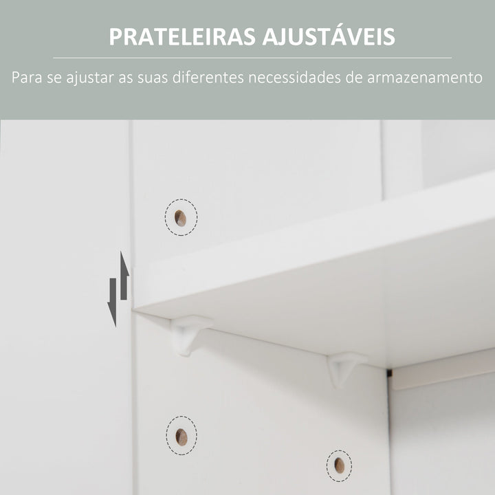 Armário Casa de Banho com Espelho Móvel Suspenso de Casa de Banho com 2 Portas e 2 Prateleiras Interiores Ajustáveis 54x15,2x55,3cm Branco