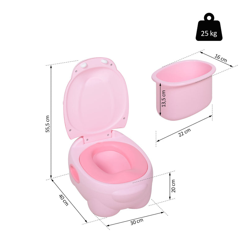 Bacio infantil penico removível com forma de hipopótamo com alças 40x30x23 cm rosa