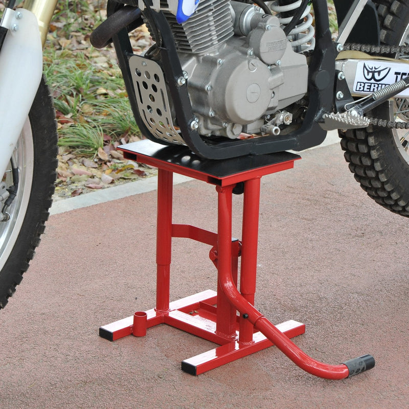 Descanso Suporte Macaco de Motocross para Reparação e Estacionamento – Cor: Vermelho – Aço – Carga Máx. 150kg - 28x34x30-40 cm